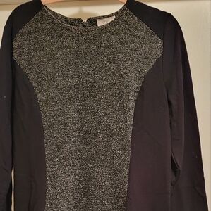 Ann Taylor Loft Black Ivory Tweed Sheath Dress Size L